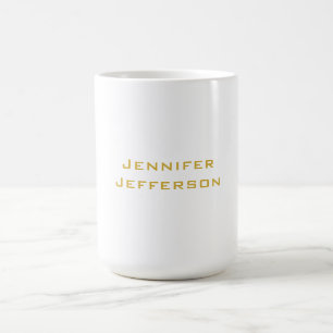 Caneca De Café Ouro Metálico e Branco Profissional Moderno Elegan