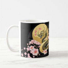 Caneca De Café Ouro Moon Sakura Dragon