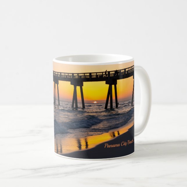 Caneca De Café Ouro Panamá City Beach Sunset Reflete Mug (Frente Esquerda)