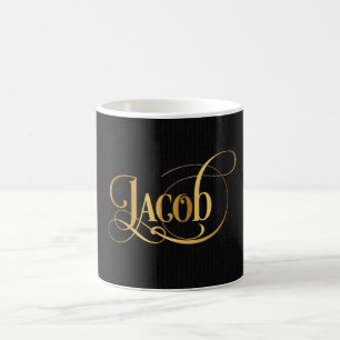 Caneca De Café Ouro personalizado de Jacob do roteiro de Swirly