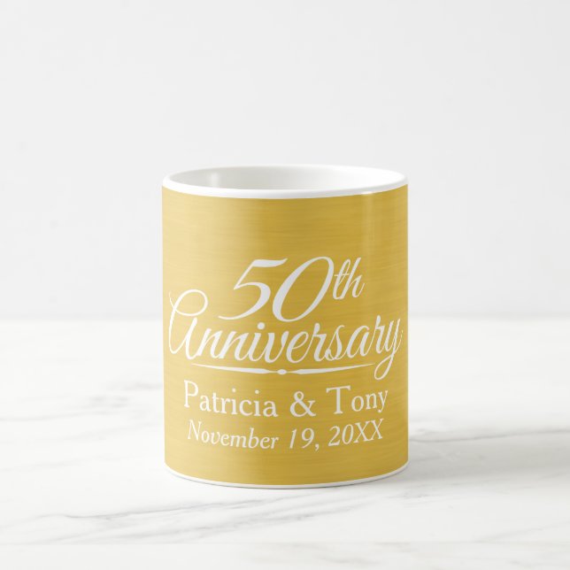 Caneca De Café ouro Personalizado do 50º Aniversário do Casamento (Centro)