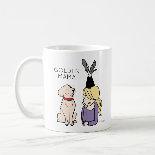 Caneca De Café Ouro Personalizado Reriever Mama Café Mug (Esquerda)