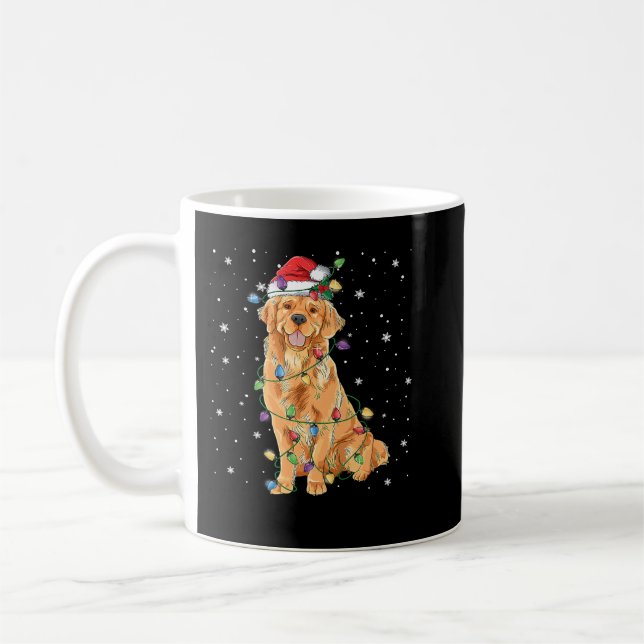 Caneca De Café Ouro Retriever Cachorro Noite Noel Do (Esquerda)