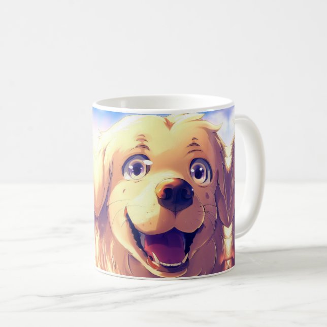 Caneca De Café Ouro Retriever cão sorrindo (Frente Esquerda)