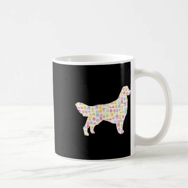 Caneca De Café Ouro Retriever Easter Bunny Dog Silhouket (Direita)