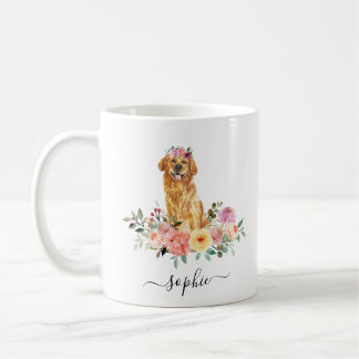 Caneca De Café Ouro Retriever Personalizado Café Floral