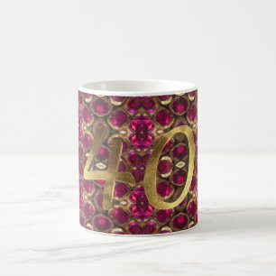 Caneca De Café Ouro Ruuby Gemstone Pattern Número 40