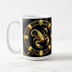 Caneca De Café Ouro Scorpion Zodiac Design com Ornamenes