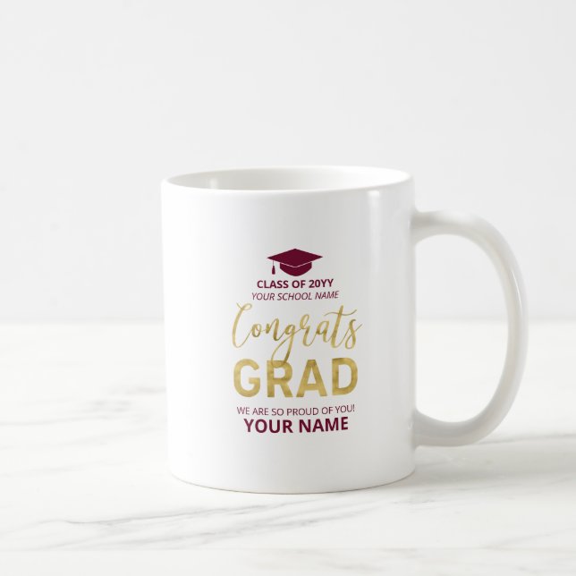 Caneca De Café Ouro & Vermelho | Presente Personalizado de Format (Direita)