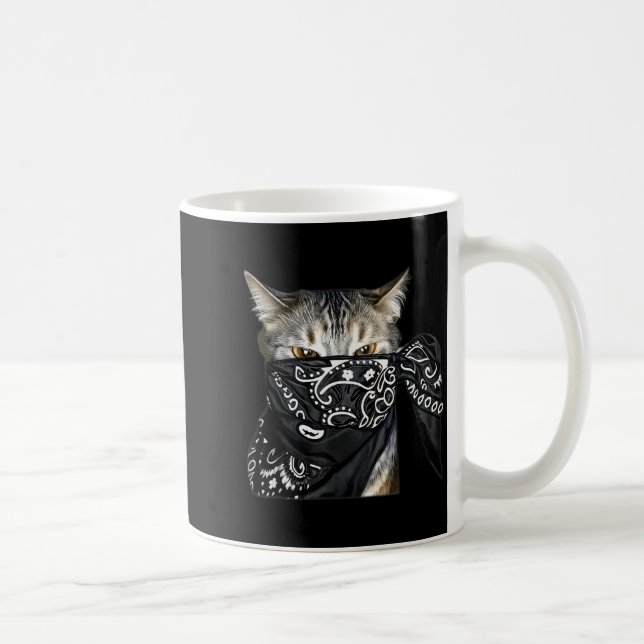 Caneca De Café Outlaw Cat Funny Gangster Cat With Bandana  (Direita)