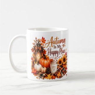 Caneca De Café Outono É Meu Lugar Feliz | Café de Abóbora de Outo