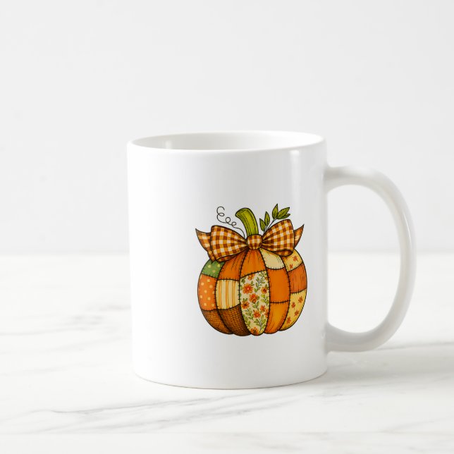 Caneca De Café Outono Patchwork Abóbora Outono Halloween Dia de A (Direita)