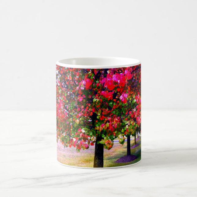 Caneca De Café Outono rosa deixa árvores (Centro)