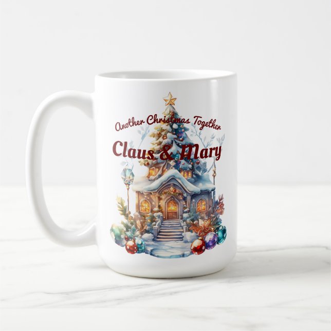 Caneca De Café Outro Natal juntos - ornamento personalizável (Esquerda)