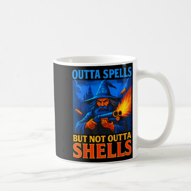 Caneca De Café Outta Spells But Not Outta Shells Wizard Fantasy M (Direita)