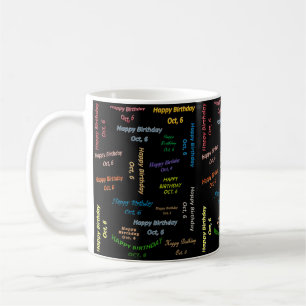 Caneca De Café Outubro, 6 Birthday Mug