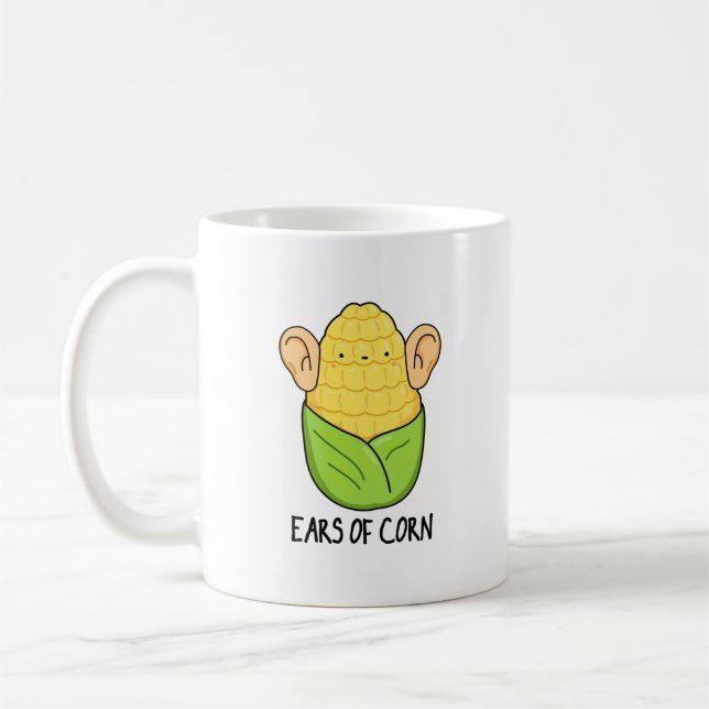 Caneca De Café Ouvidos De Milho Engraçados (Esquerda)
