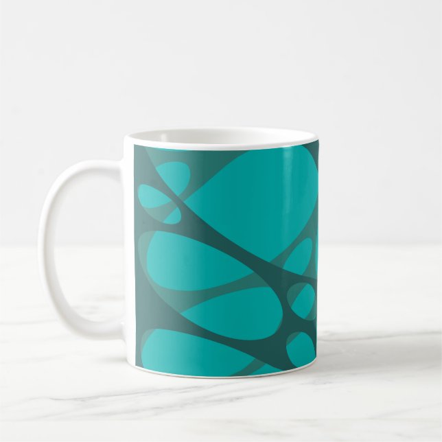 Caneca De Café Ovalas em camadas de teal (Esquerda)