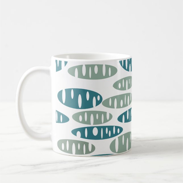 Caneca De Café Ovalos azuis retro (Esquerda)