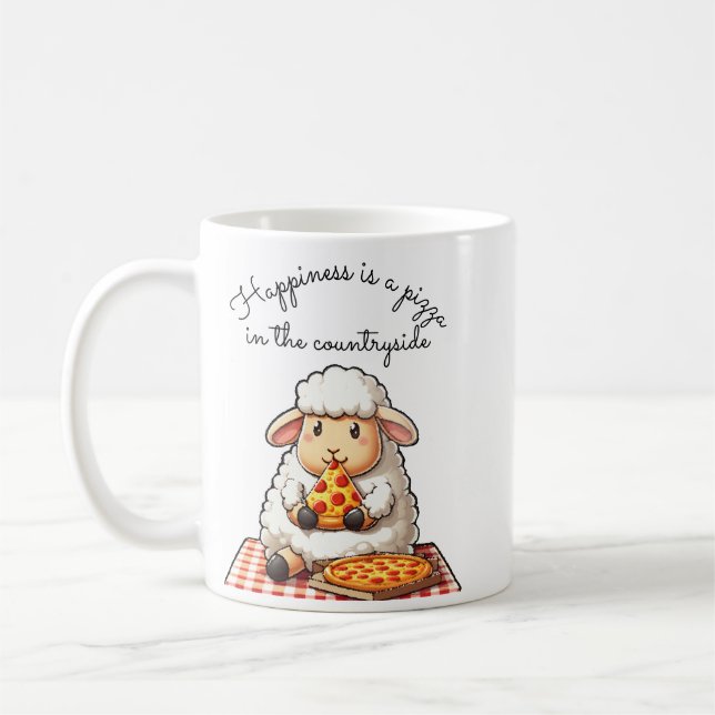 Caneca De Café Oveja comiendo pizza (Esquerda)