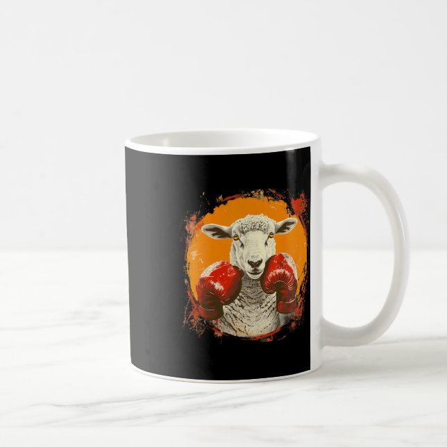 Caneca De Café Ovelha Boxeando Com Luvas de Boxe Kickboxing Engra (Direita)