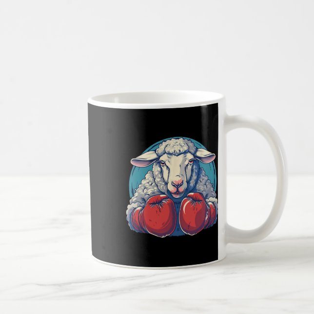 Caneca De Café Ovelha Boxeando Com Luvas de Boxe Kickboxing Engra (Direita)