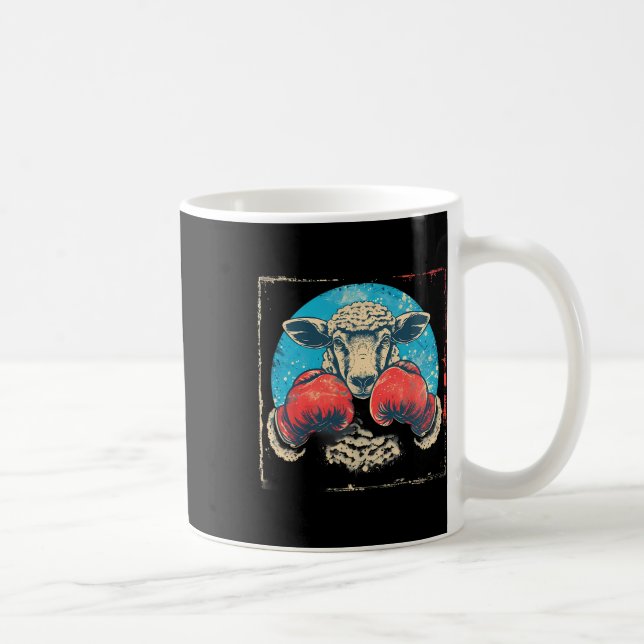 Caneca De Café Ovelha de Boxe Luvas de Boxe Lamb Kickboxing Engra (Direita)