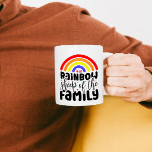 CANECA DE CAFÉ OVELHA DE RAINBOW DA GAY DA FAMÍLIA FUNNY