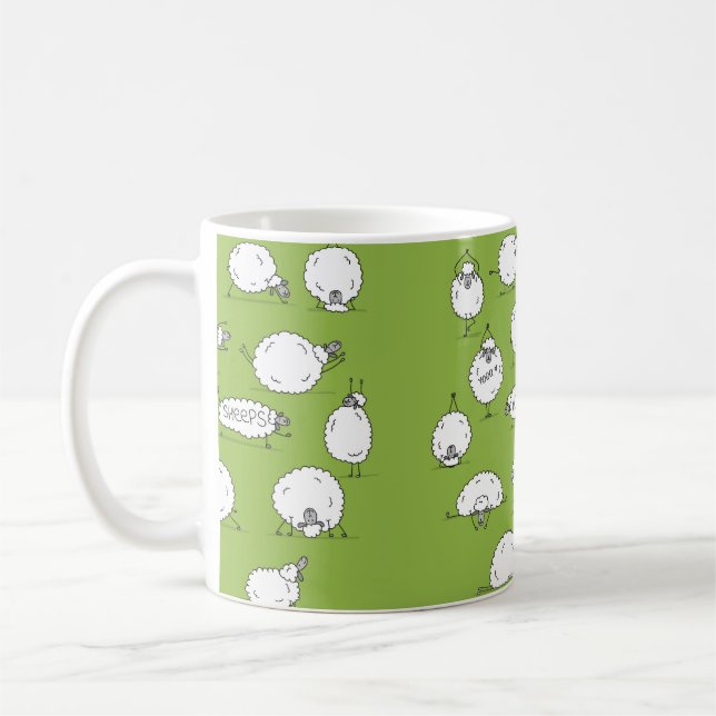 Caneca De Café Ovelha engraçada fazendo ioga, esboço (Esquerda)