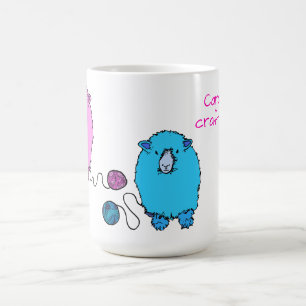 Caneca De Café Ovelhas brancas, cor-de-rosa e azul, com lã, perso