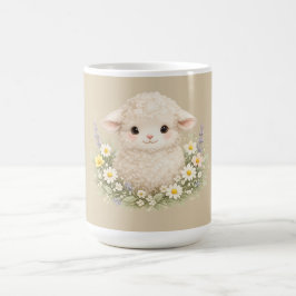 Caneca De Café Ovelhas Caprichosas e Flores Silvestres para um Ch