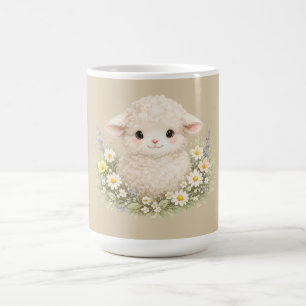 Caneca De Café Ovelhas Caprichosas e Flores Silvestres para um Ch