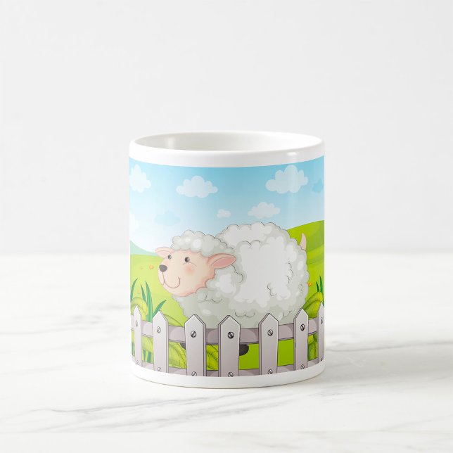Caneca De Café Ovelhas Sorridentes no Campo Ensolarado (Criador carregado)