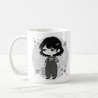 Caneca De Café Over It Round Aesthetic Chibi Girl Illustration