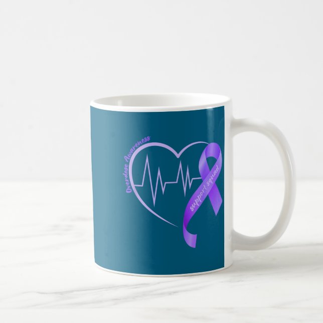 Caneca De Café Overdose Awareness Month Purple Ribbon Heart Suprt (Direita)