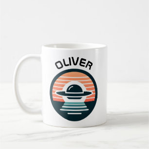 Caneca De Café OVNI Minimalista Moderna ao Pôr do Sol