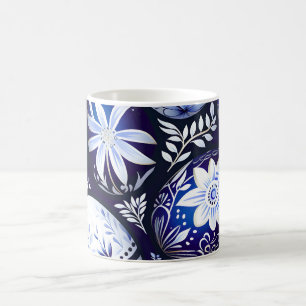 Caneca De Café Ovo de Páscoa Azul Escandinavo Floral de Primavera
