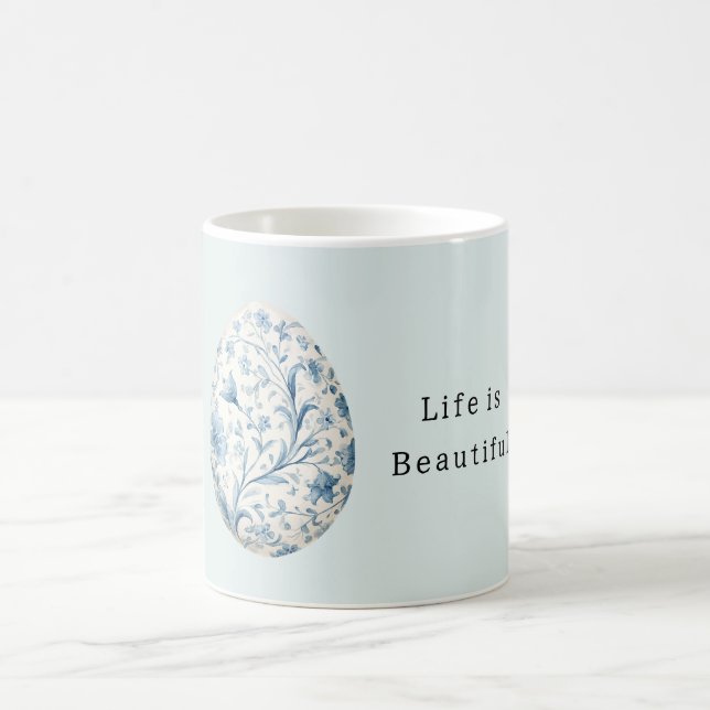 Caneca De Café Ovo Floral Azul (Centro)