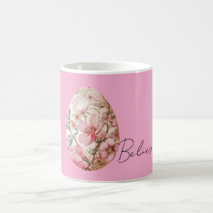 Caneca De Café Ovos de Páscoa com Flores Cor-de-Rosa da Primavera