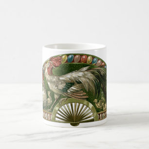 Caneca De Café Ovos de Páscoa com Galinhas, Arte Antiga Moderna