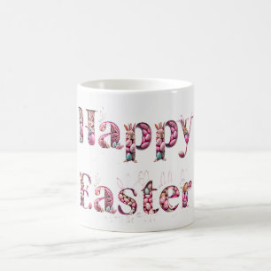 Caneca De Café Ovos de Páscoa de Bunnies de Texto do felz pascoa