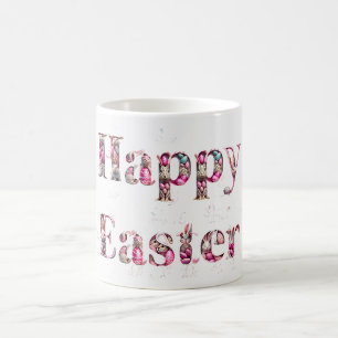 Caneca De Café Ovos de Páscoa de Bunnies de Texto do felz pascoa
