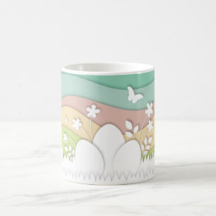 Caneca De Café Ovos de páscoa escondidos na primavera, pintinhos 