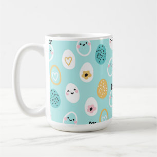 Caneca De Café Ovos de Páscoa Lindos Padrão Ovos Pastel Kawaii