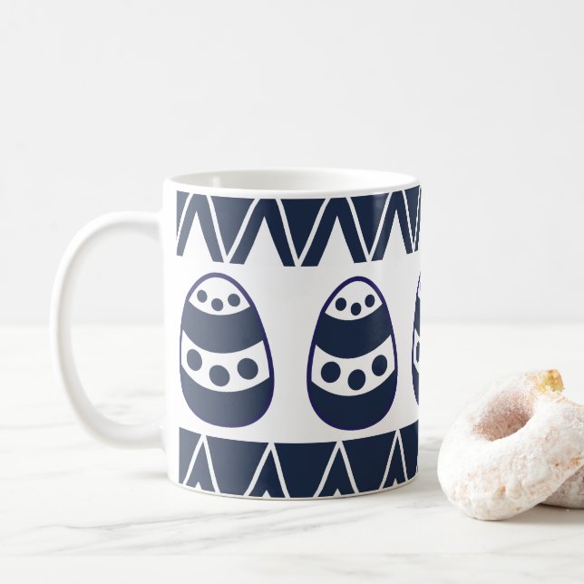 Caneca De Café Ovos de Páscoa Listras Chevron Feliz Páscoa Padrão (Com Donut)