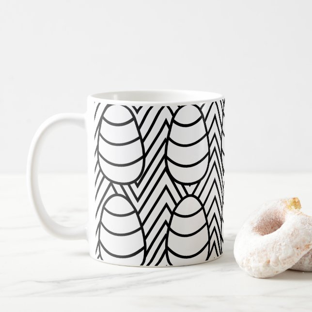 Caneca De Café Ovos de Páscoa Listras Chevron Feliz Páscoa Padrão (Com Donut)