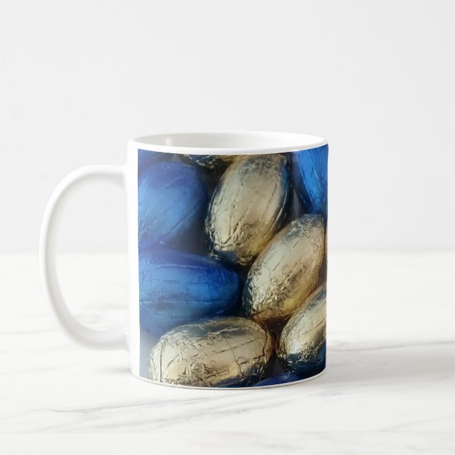 Caneca De Café Ovos de Páscoa Ouro Azul, Mug (Esquerda)