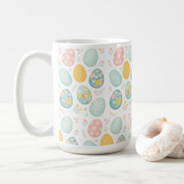 Caneca De Café Ovos de Páscoa Pastel com Estampa Floral - Cute Pr