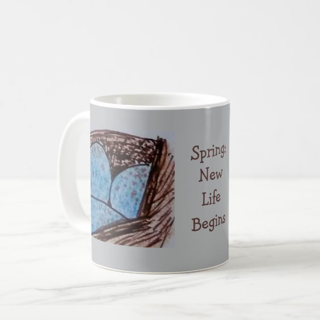Caneca De Café Ovos de Pássaros - A Primavera Começa uma Nova Vid (Frente Esquerda)