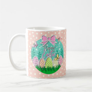 Caneca De Café Ovos Felizes de Páscoa e Borboletas